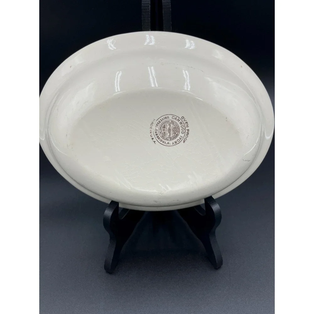 Vintage Cambridge Camwood Ivory Iris Oval Serving Bowl